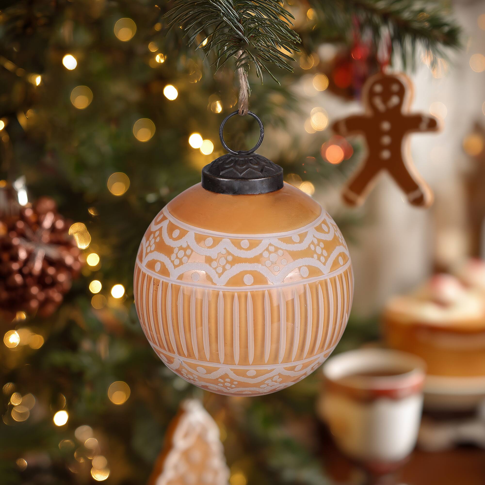 3" Light Brown Gingerbread Glass Ball Ornament by Ashland®